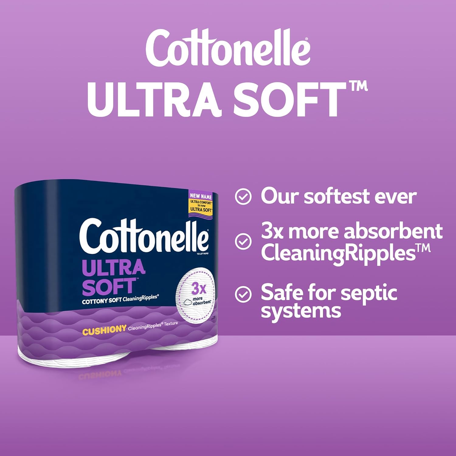 Detalle de Cottonelle Ultra Comfort Toilet Paper: 24 Family Mega Rolls for Soft, Absorbent Cleanliness