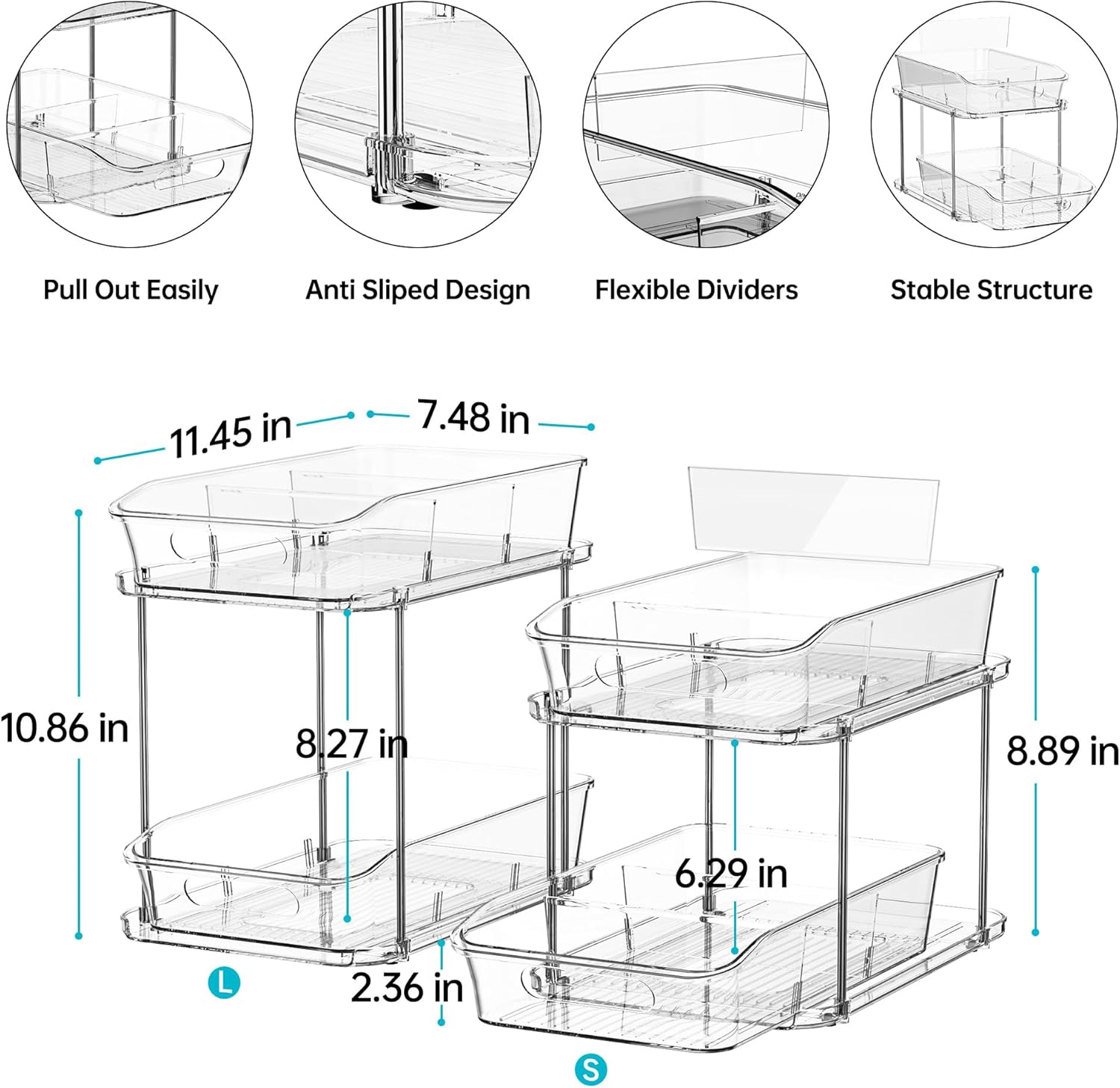 Thumbnail 1 de Delamu 2-Tier Under Sink Organizers, 2-Pack ⚙