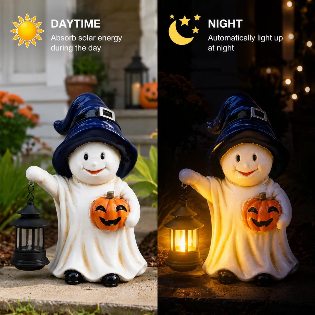 Thumbnail 3 de TERESA'S COLLECTIONS 10.6" Solar Halloween Ghost Statue with Lantern