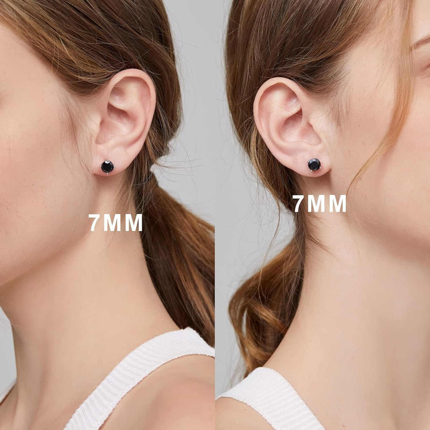 Thumbnail 3 de jiamiaoi 18K Weißgold plattiert Brillant-Diamant Ohrstecker aus 925 Sterling Silber (4–8 mm) für Damen & Herren