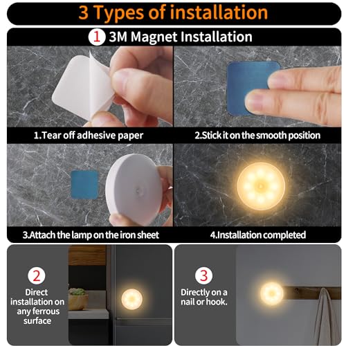 Thumbnail 6 de daphomeu 6 Pack de luces LED con sensor de movimiento USB recargable para escaleras, armario y estancias interiores