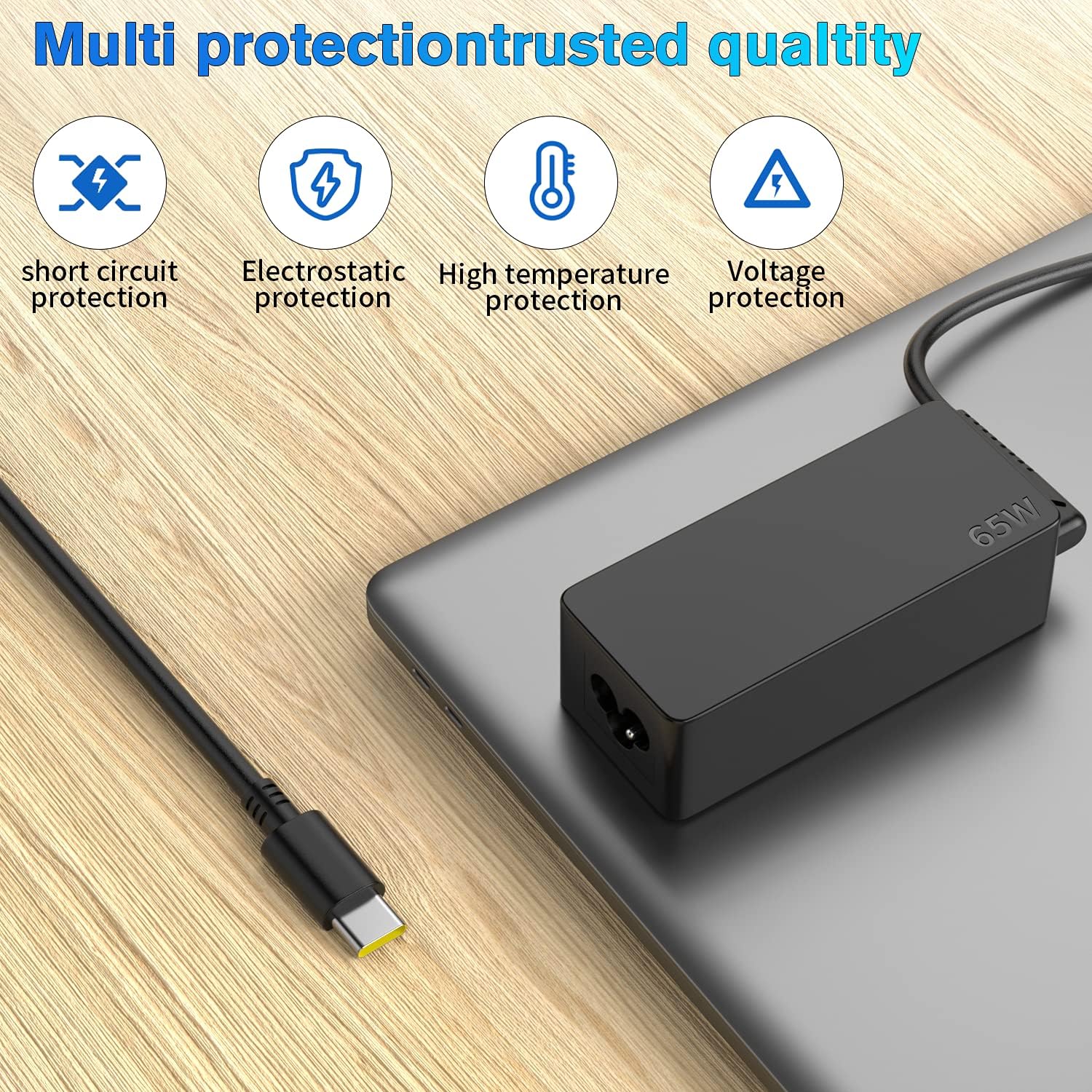 Detalle de 65W USB C Charger for Lenovo ThinkPad