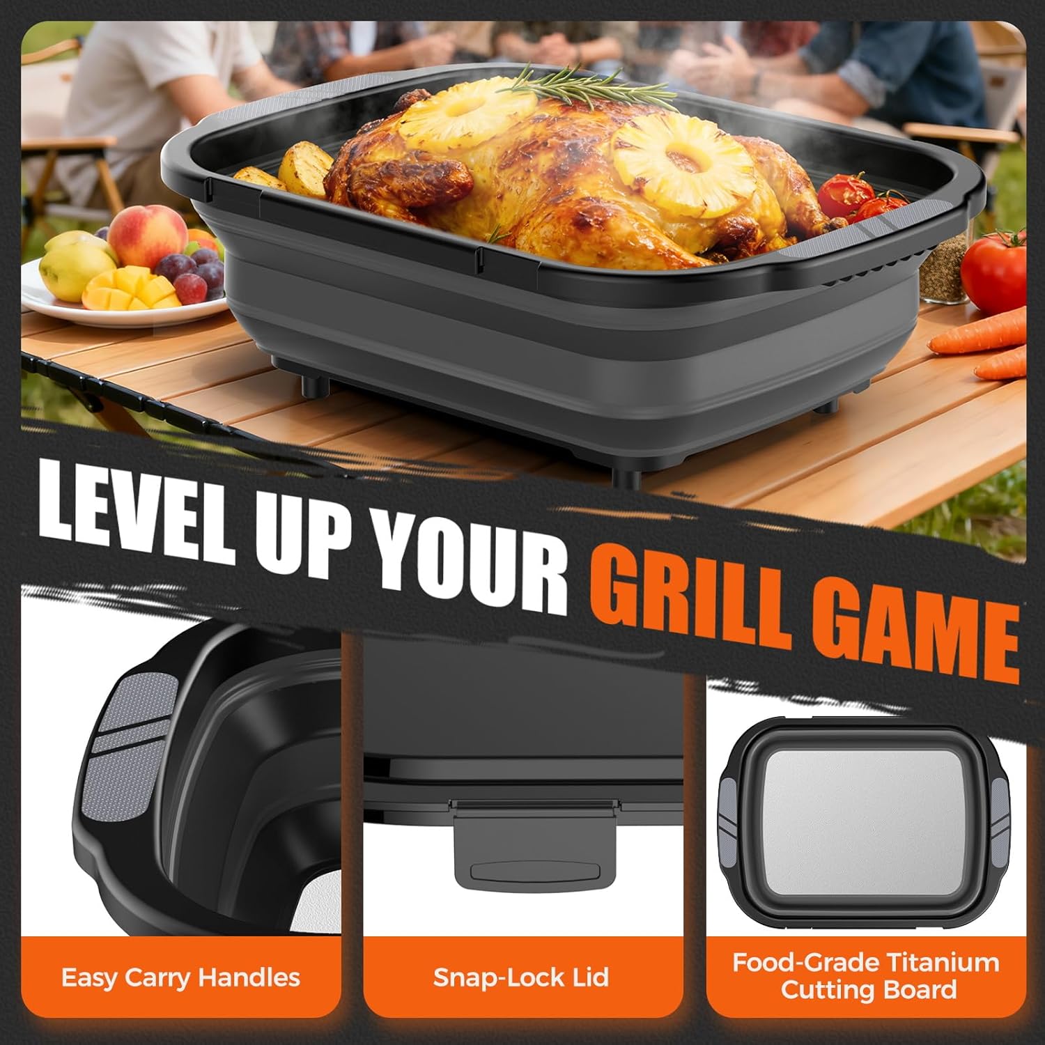 Thumbnail 4 de Foldable Titanium Prep Tub with Cutting Board — 5.3 Gallons / 20 L