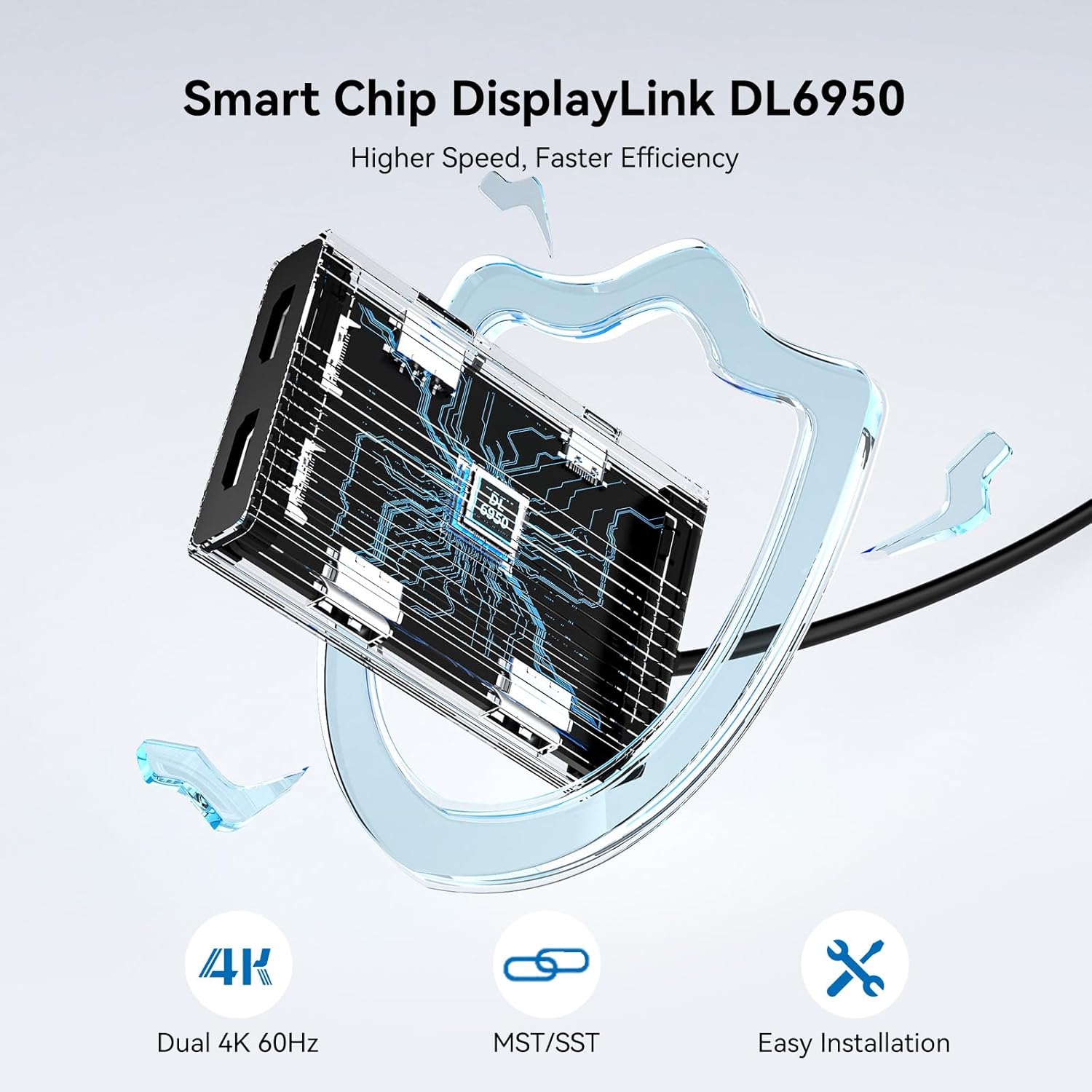 Thumbnail 3 de ACASIS USB-C to Dual HDMI DisplayLink Docking Station (4K@60Hz) with 2 HDMI outputs, 3 USB-A ports, and 100W PD charging