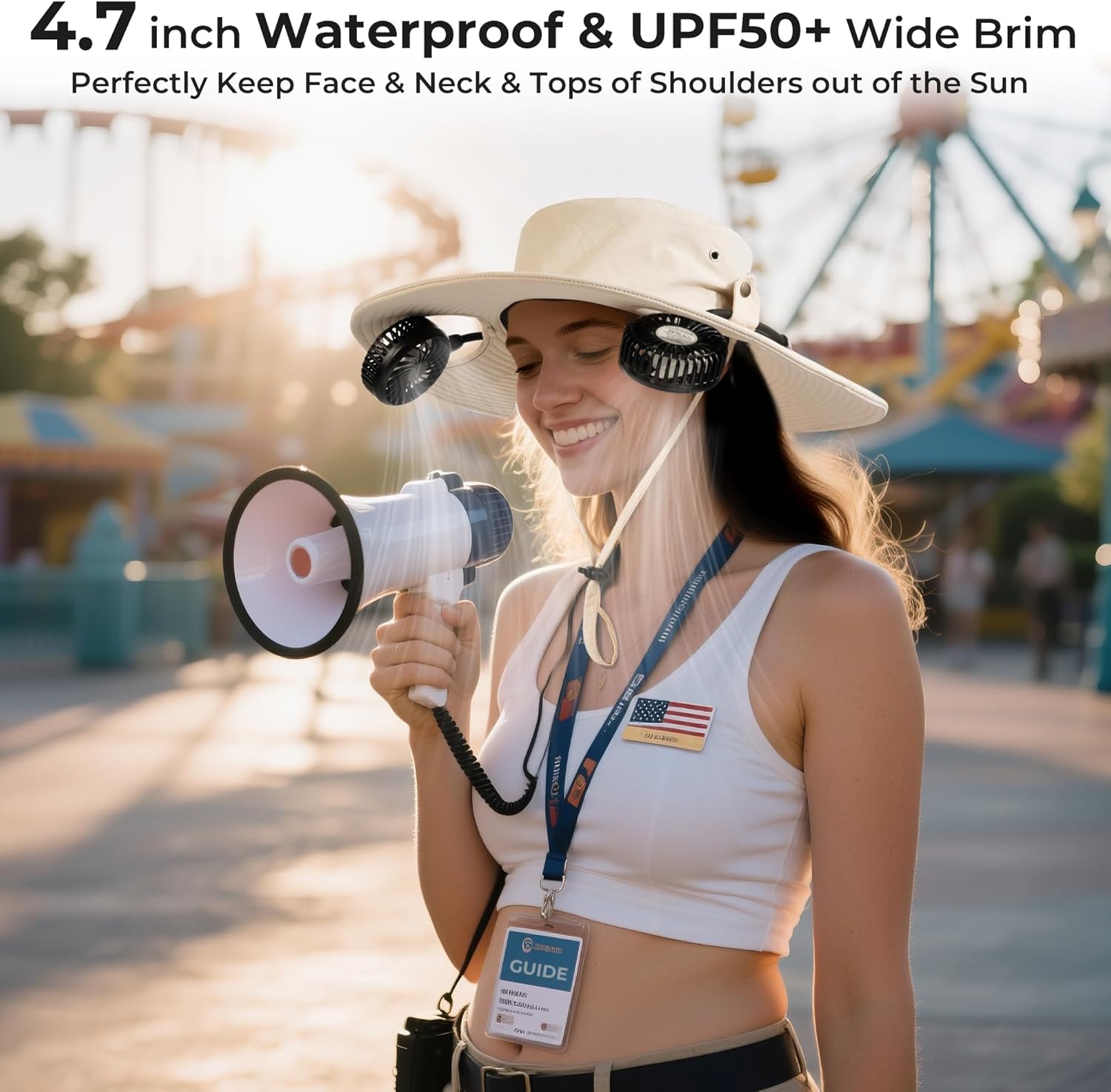 Detalle 2 de AMACOOL Bucket Hat Fan: 2-in-1 Cooling for Outdoor Adventures