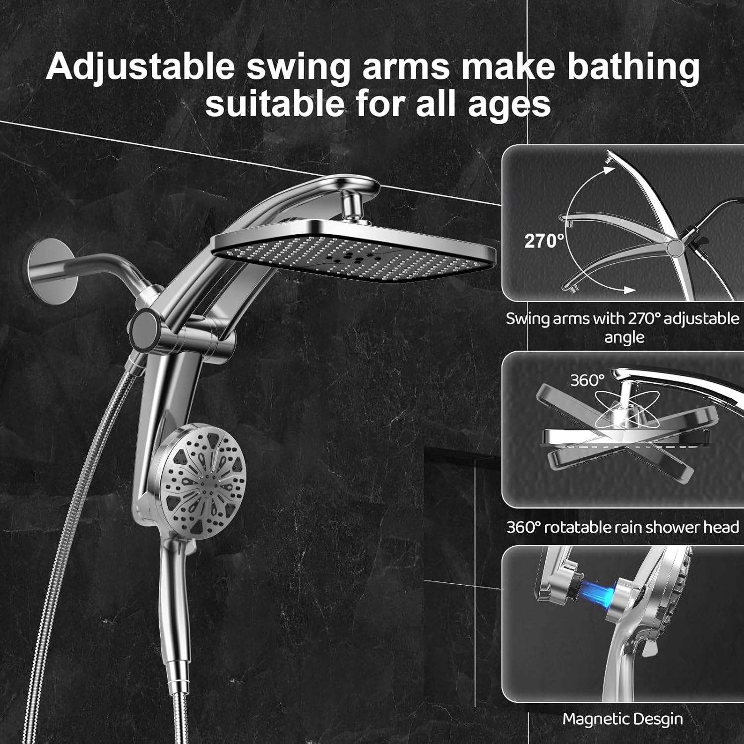 Detalle 1 de Rain Shower Head Combo 12-Inch