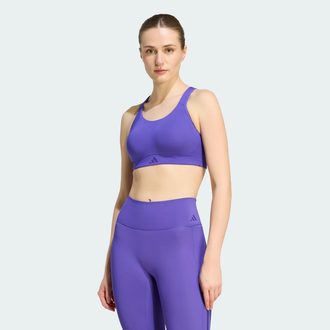 Detalle de Sujetador de entrenamiento para alto impacto Optime de Adidas – color violeta
