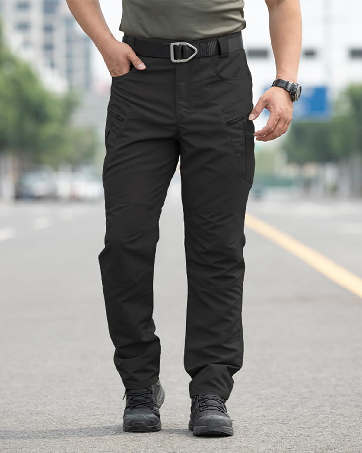 Detalle de Tooprvix Men's Tactical Cargo Pants, Stretch Ripstop, Water-Resistant, 6 Pockets