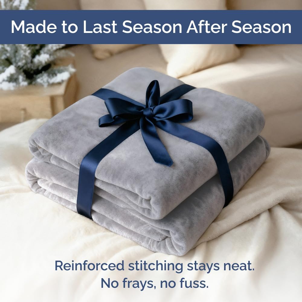 Thumbnail 6 de CGK Unlimited Ultra Soft Fleece Blanket Throw (Grey) — lightweight, breathable microplush for couch, bed, and travel
