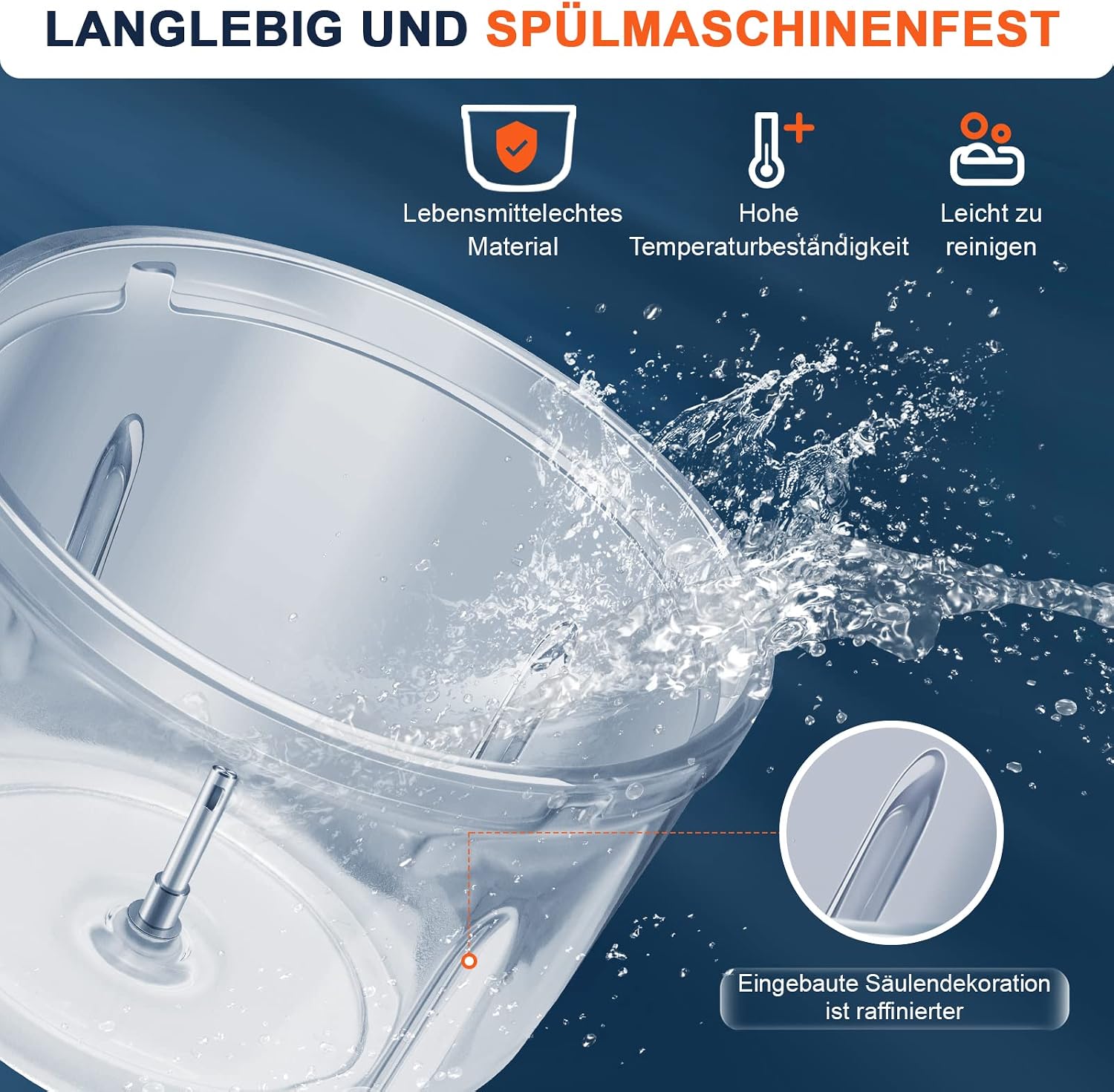 Detalle de Bear hachoir électrique 0,6 l + 2 l avec bol en verre, 2 vitesses et 4 lames acier inoxydable