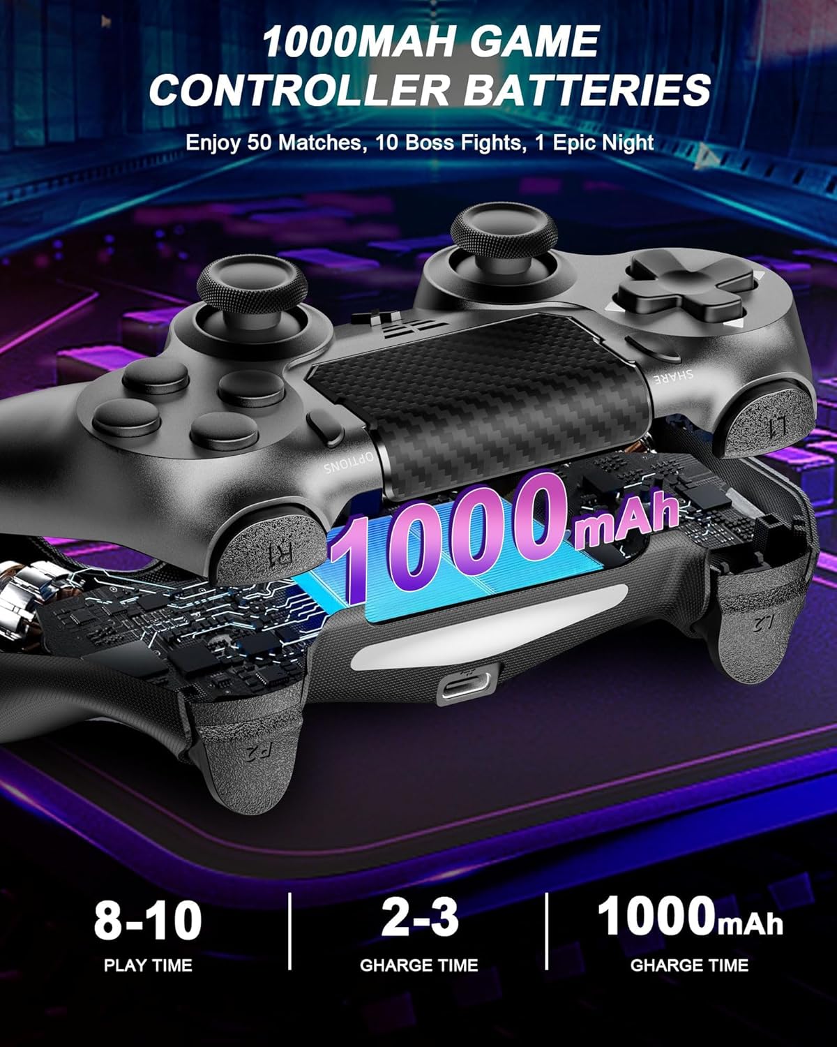 Thumbnail 3 de AR CELI Wireless Controller for PS-4 (Grey) with Bluetooth, Dual Vibration & 3.5mm Jack
