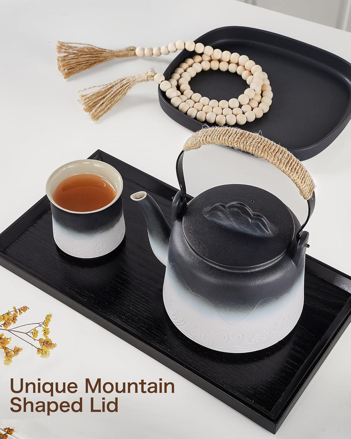 Thumbnail 6 de ZENS Vintage Japanese Tea Set – 1000ml embossed teapot with built-in strainer, 4 cups