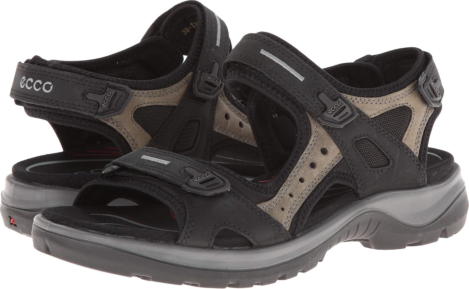 Detalle 2 de ECCO Damen Offroad Yucatan Schwarz/Mole – langlebiger Lederschuh mit 3-Riemen-Verschluss