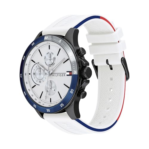Detalle 2 de Tommy Hilfiger Analogue Multifunction Quartz Watch for Men (1791723) with White Silicone Bracelet