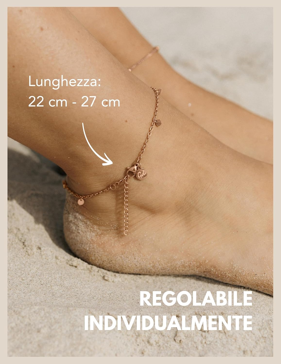 Thumbnail 3 de GD GOOD.designs Cavigliera da donna impermeabile regolabile 22–27 cm in acciaio inossidabile (oro, argento o oro rosa)