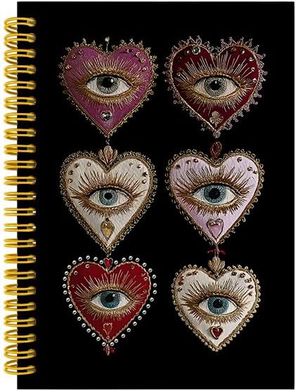 Detalle de Wagoba Gothic Heart Eye Spiral Hardcover Notebook, 80 Pages, 5.5 x 8.3 Inch