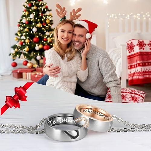 Thumbnail 8 de Gkmamrg San Valentin Regalo aniversario Pareja Collar - Corazón Anillos Colgante para Parejas de Rompecabezas, el Mejor Regalo para ti y tu Amante (Moderno)
