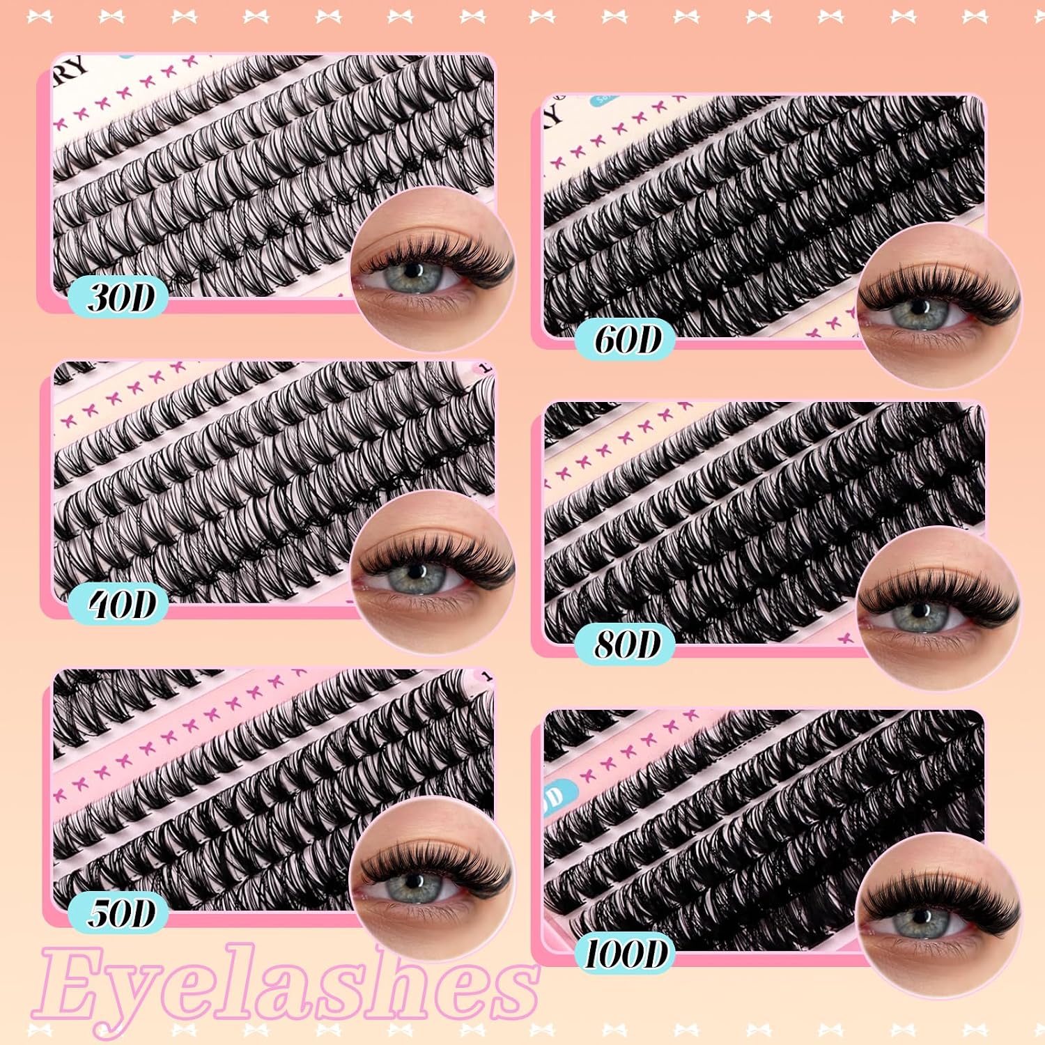 Detalle 2 de GEMERRY Lash Clusters, 565-Piece D Curl Set, 8–16 mm Mixed Lengths