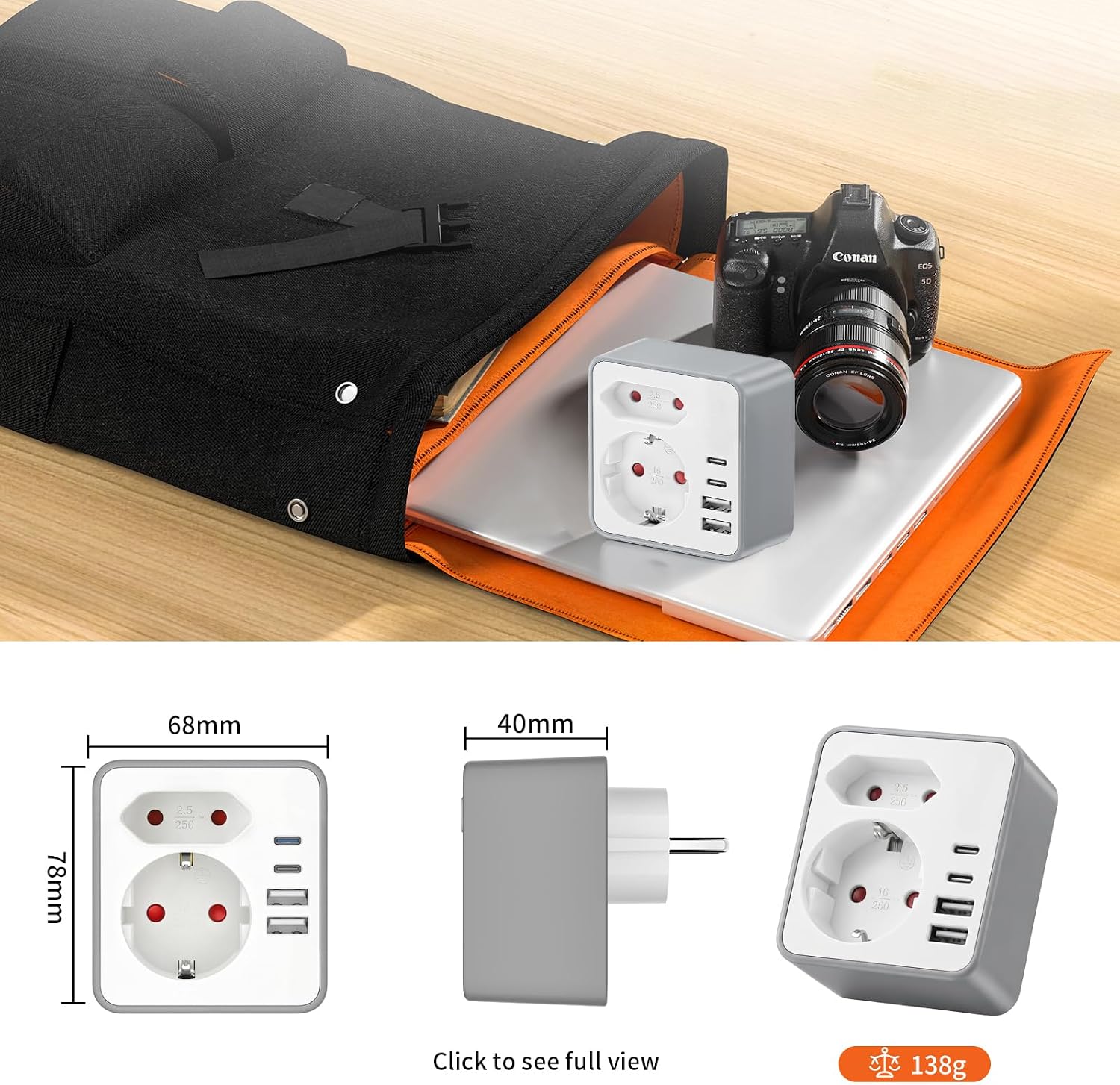 Detalle de Realmade 2-Fach Steckdosenleiste mit 4 USB-Anschlüssen – 20W PD, Weiß