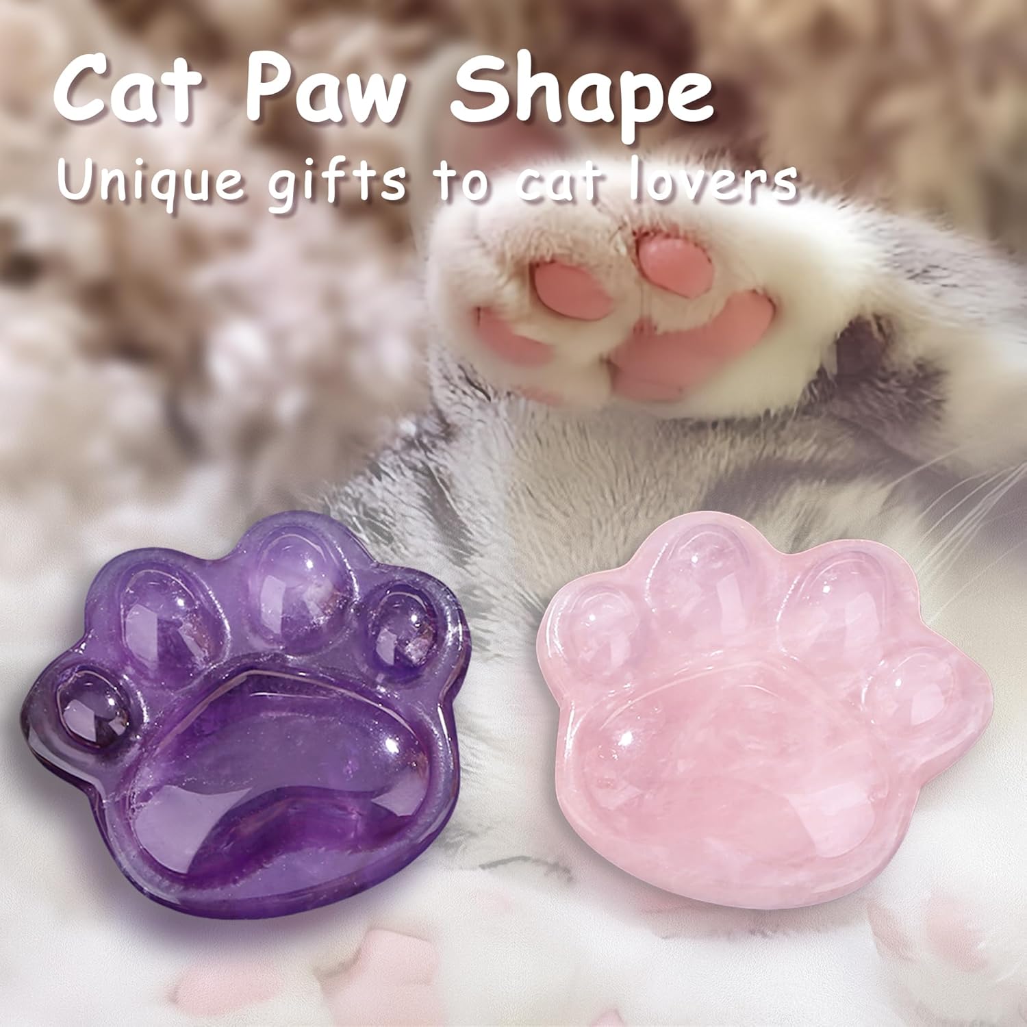 Thumbnail 5 de MAIBAOTA Pink Cat Paw Rose Quartz Worry Stone