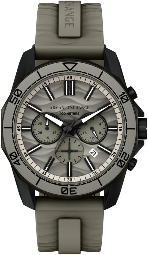 Detalle de Armani Exchange Herrenuhr Quartz-Chronograph 44 mm Gehäuse, Silikonband