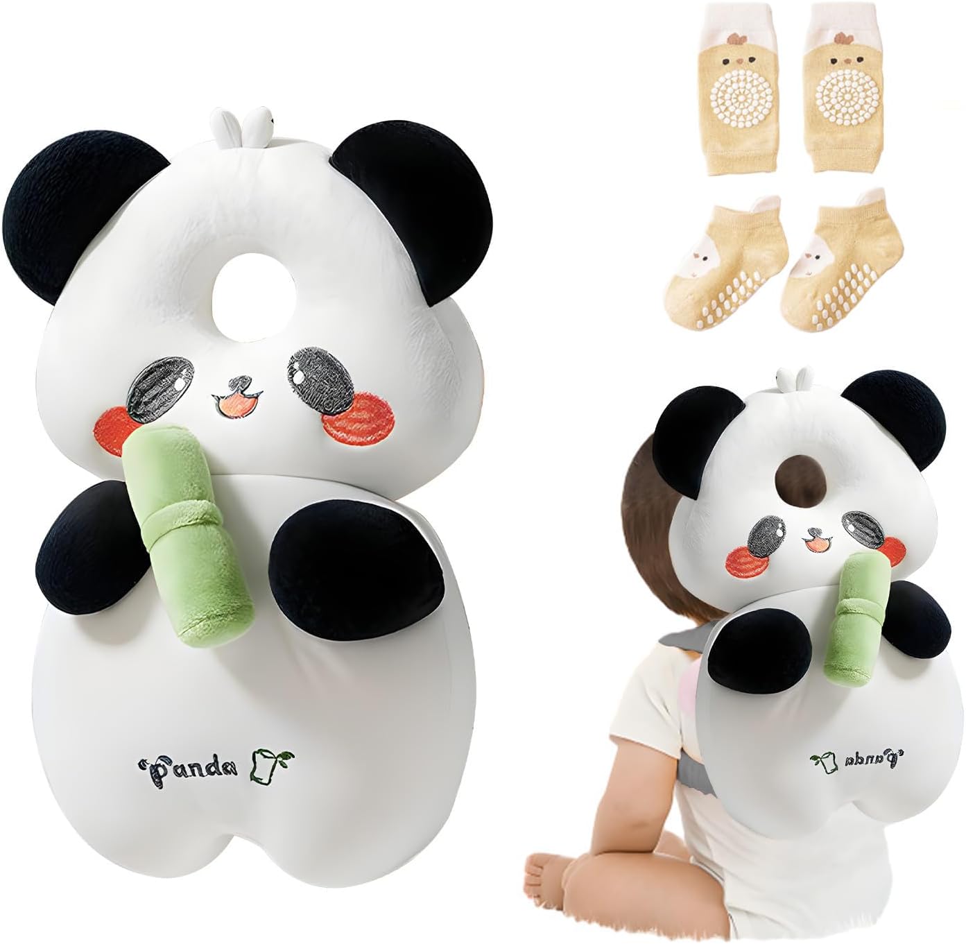 Detalle de Bambebe Panda Head Protection Pillow for Toddlers (4–24 Months)