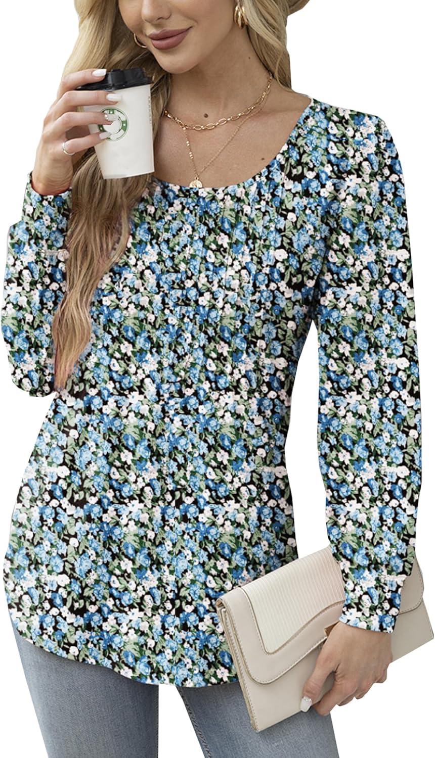 Thumbnail 5 de Celadyen Langarmshirt Damen Rundhals mit Falten – elegante Tunika-Look perfekt für Alltag und Büro