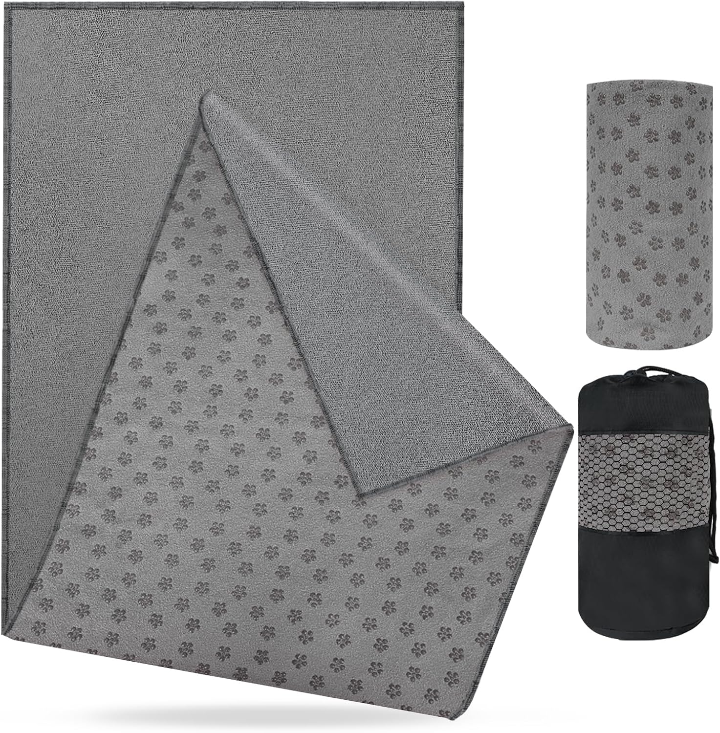 Detalle de Flintronic Mikrofaser Yoga-Handtuch 183 × 63 cm – rutschfest, 2-in-1 mit Kühlhandtuch