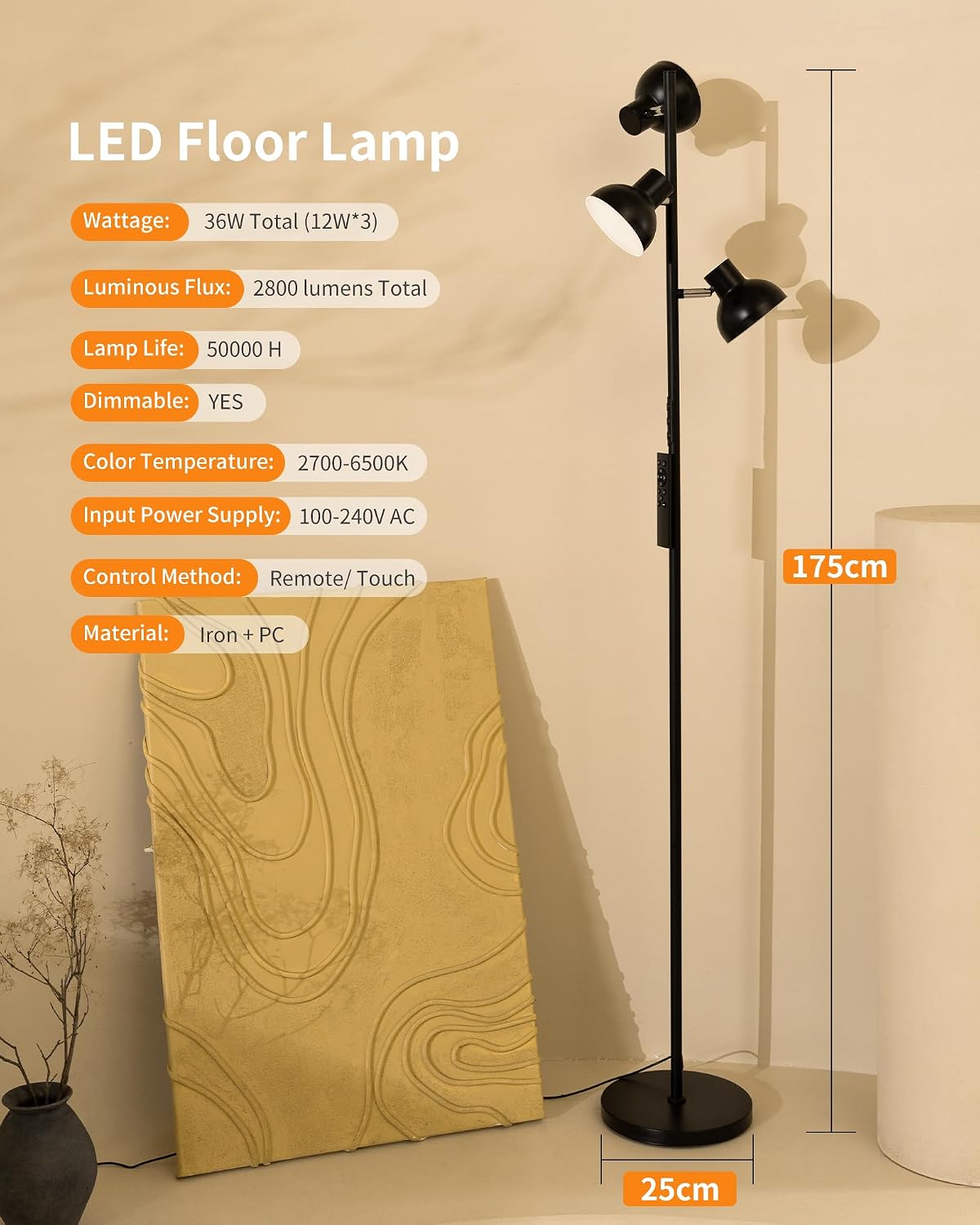 Thumbnail 6 de Lampadaire LED RGB 36W 2800lm 3 têtes