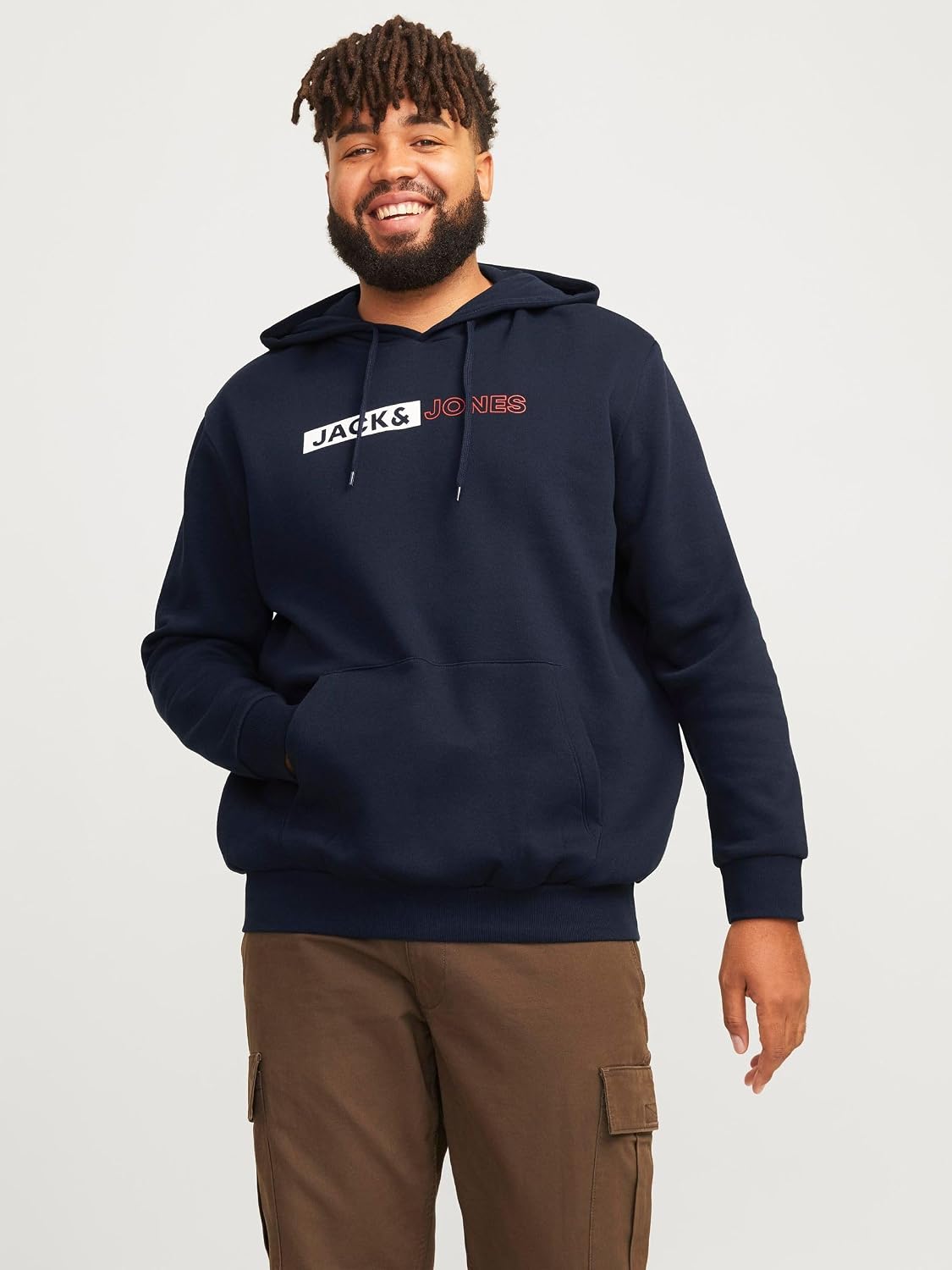 Detalle 2 de JACK & JONES Jjecorp sweat à capuche homme en coton/polyester (navy blazer) avec logo