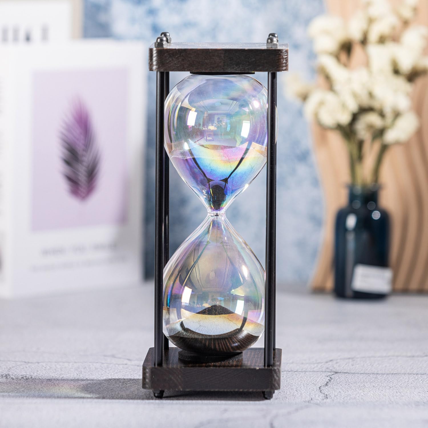 Detalle 2 de Rainbow Sanduhr Timer 60 Minuten Holzrahmen