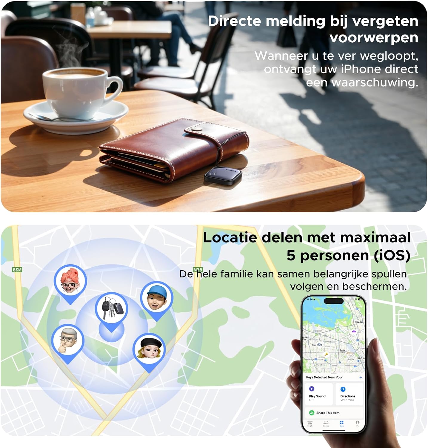Detalle 2 de UGREEN FineTrack (4-pack) sleutelvinders voor Apple Zoek mijn met 80 dB alarm