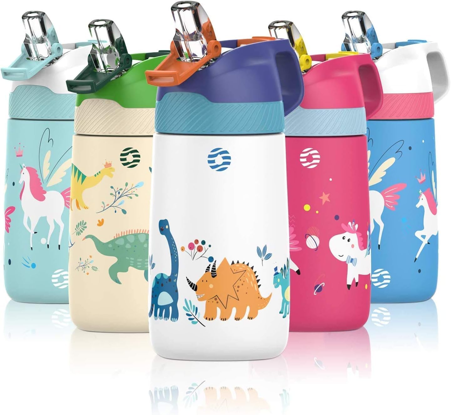 Detalle de FEIJIAN Borraccia Bambini in acciaio inox 350ml con cannuccia, senza BPA