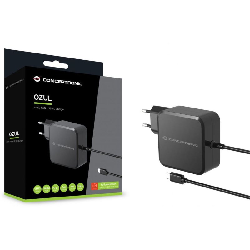 Thumbnail 1 de Conceptronic OZUL05BE cargador de pared USB-C PD 3.0 de 100W GaN