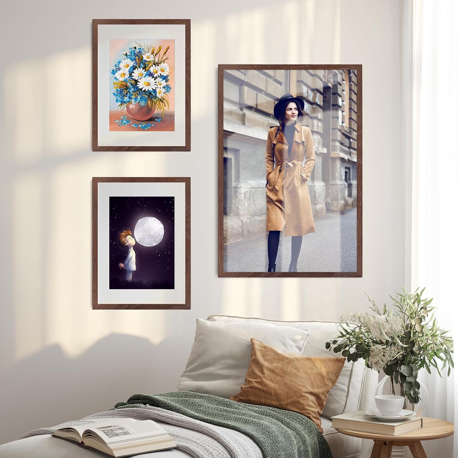 Detalle 2 de puthiac P147-16#20-1-H Solid Oak Picture Frame, Walnut, 16x20