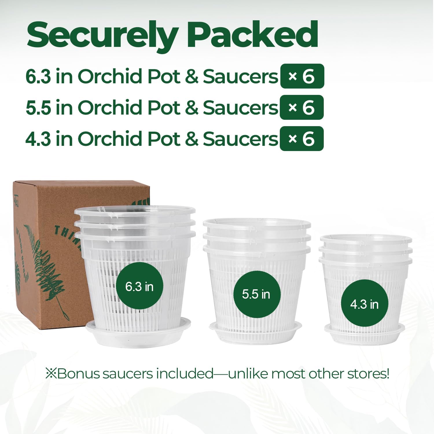 Thumbnail 5 de T4U Orchid Pot 9-Pack Clear Orchid Pots with Holes & Matching Saucers (11/14/16cm)