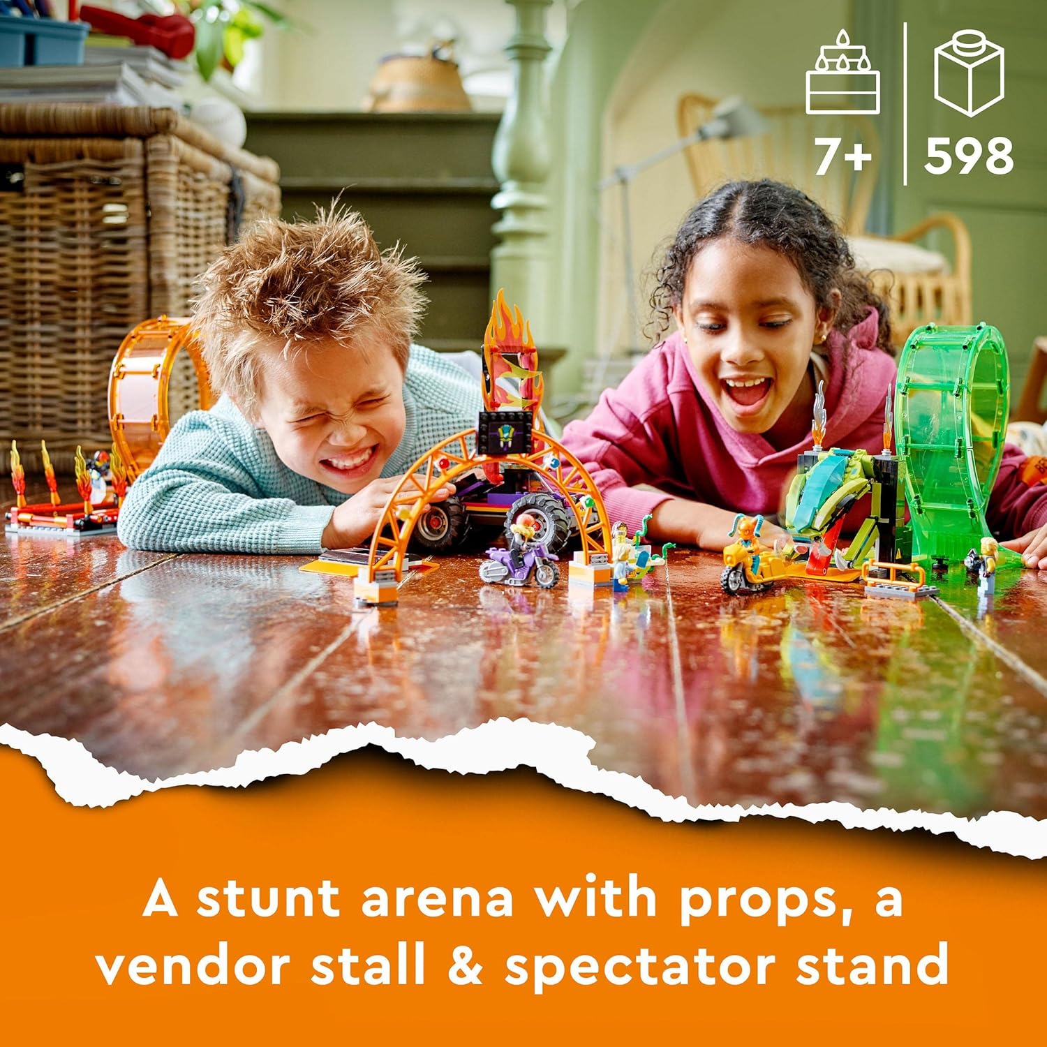 Thumbnail 1 de LEGO City Stuntz 60339 Stuntshow mit Doppellooping-Set (inkl. Rampe, Monstertruck, 2 Motorräder & 7 Minifiguren)