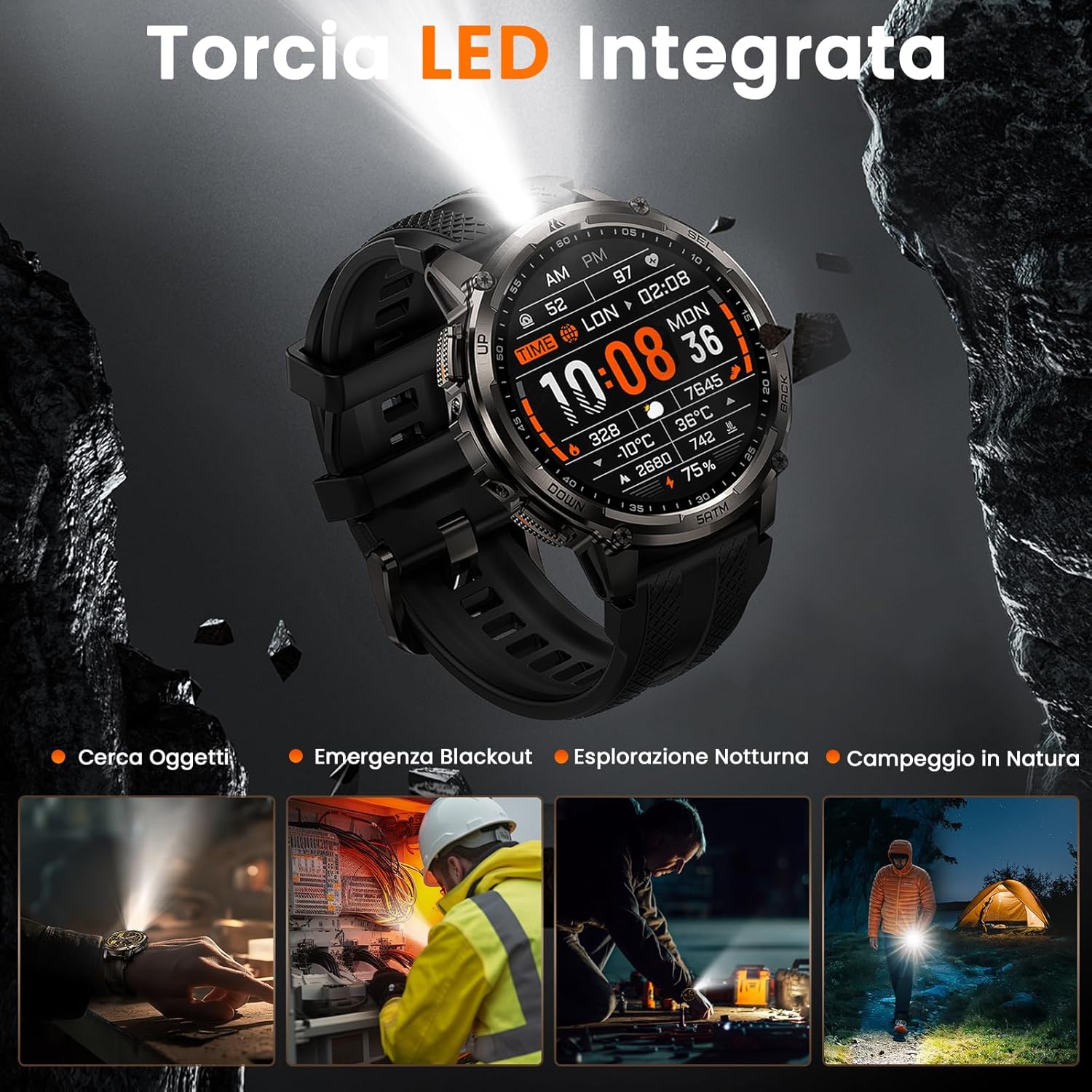 Thumbnail 2 de KOSPET Tank T4C: Smartwatch rugged con GPS, torcia LED e oltre 170 modalità sportive