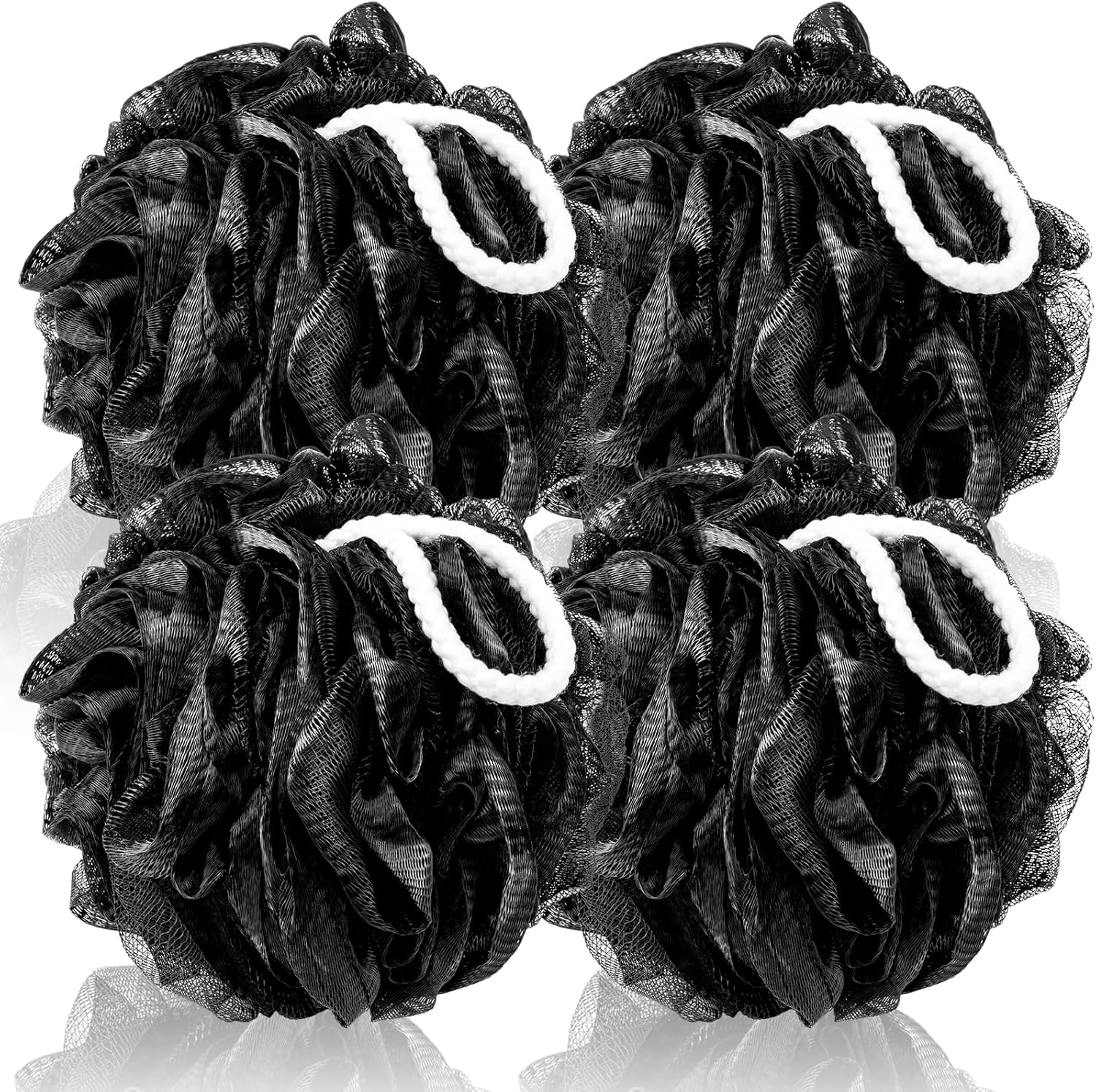 Detalle de MTDLYICE XXL Loofah Sponge XXL-100g, Soft Mesh Shower Puff (Black) — 4-Pack