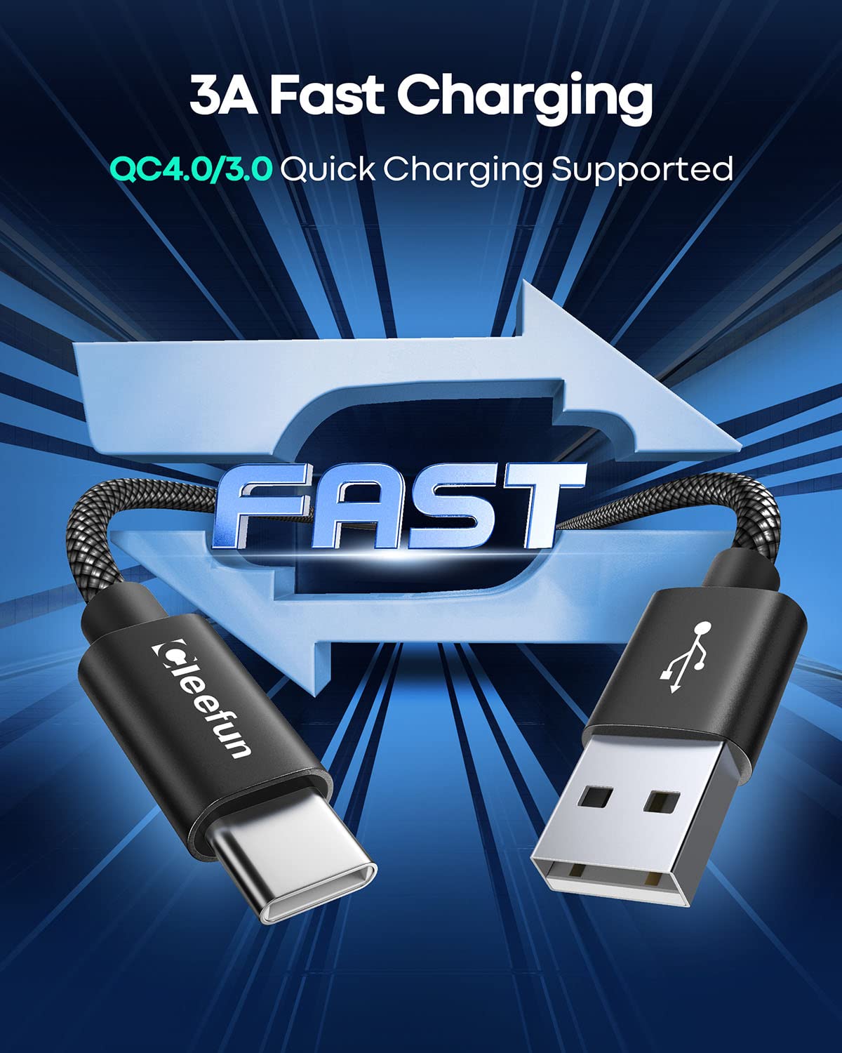 Thumbnail 1 de CLEEFUN USB C Cable 1m 2-Pack: USB-A to USB-C Fast Charge Lead