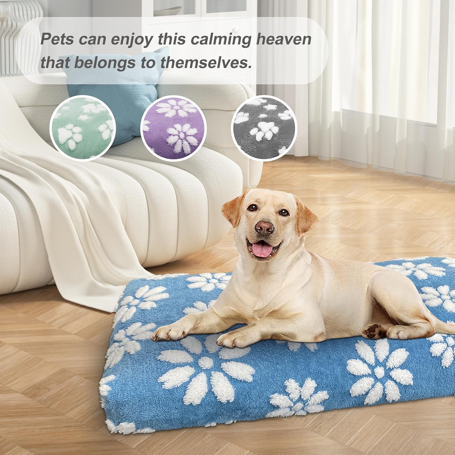 Detalle 2 de Yaning dog bed for large dogs (89x56x10cm) with removable washable cover and anti-slip base, grey paw