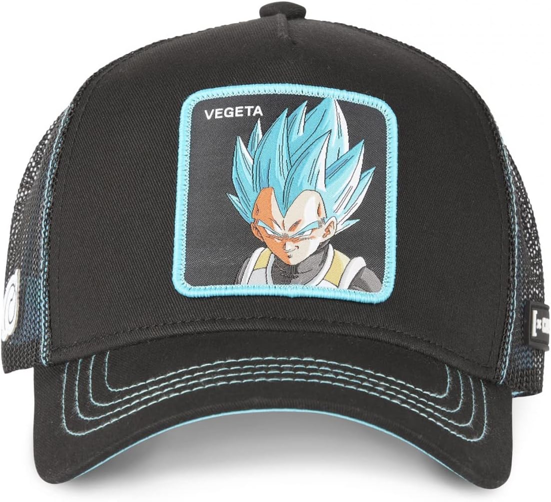 Detalle 2 de Capslab Vegeta Dragon Ball Z Nero Turchese – Berretto da camionista regolabile