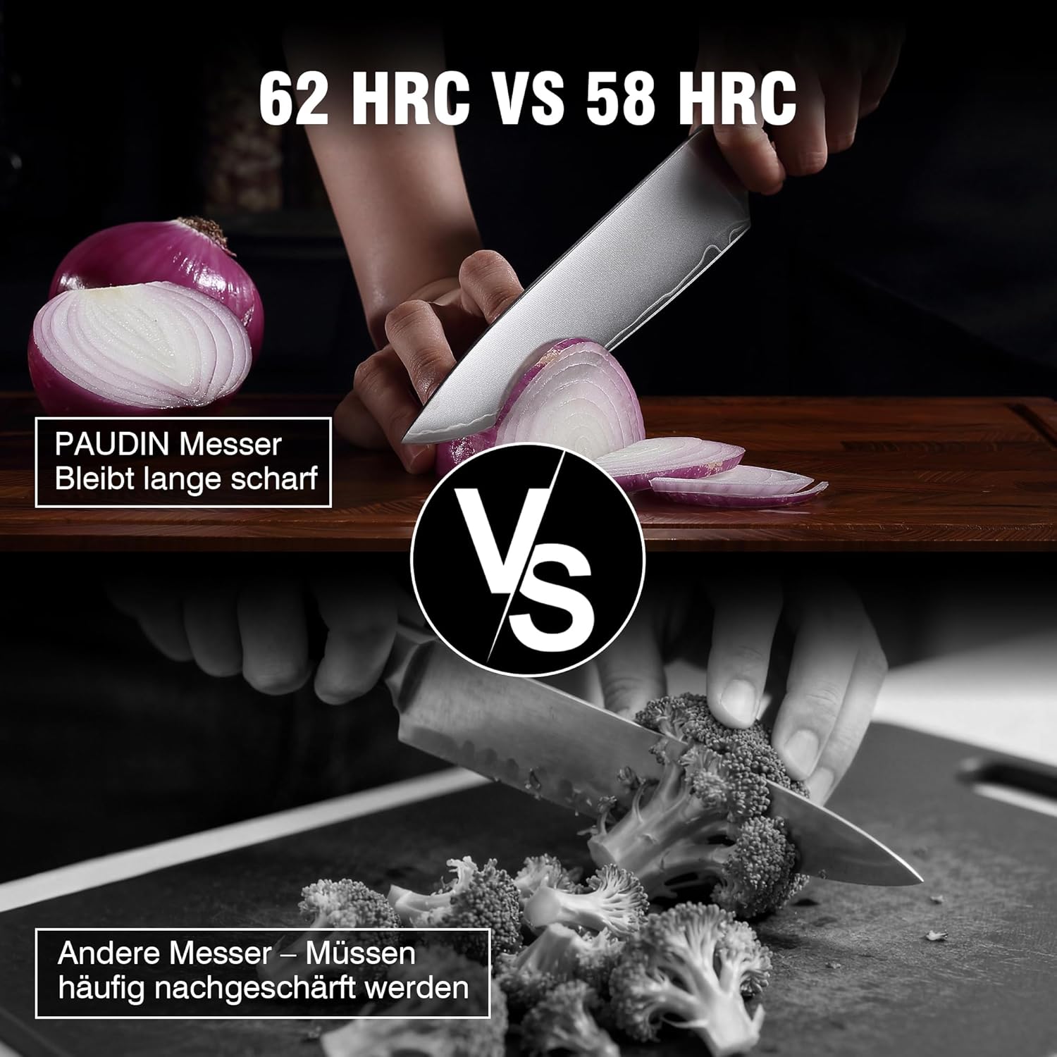 Thumbnail 2 de PAUDIN Messerset 2-teilig: Kochmesser 20 cm & Allzweckmesser 12,7 cm aus 10Cr15CoMoV (62 HRC) mit Holzgriff