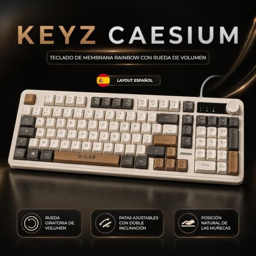 Detalle 2 de The G-Lab Keyz Caesium EX 3C, teclado gaming USB 98% Rainbow con Ñ