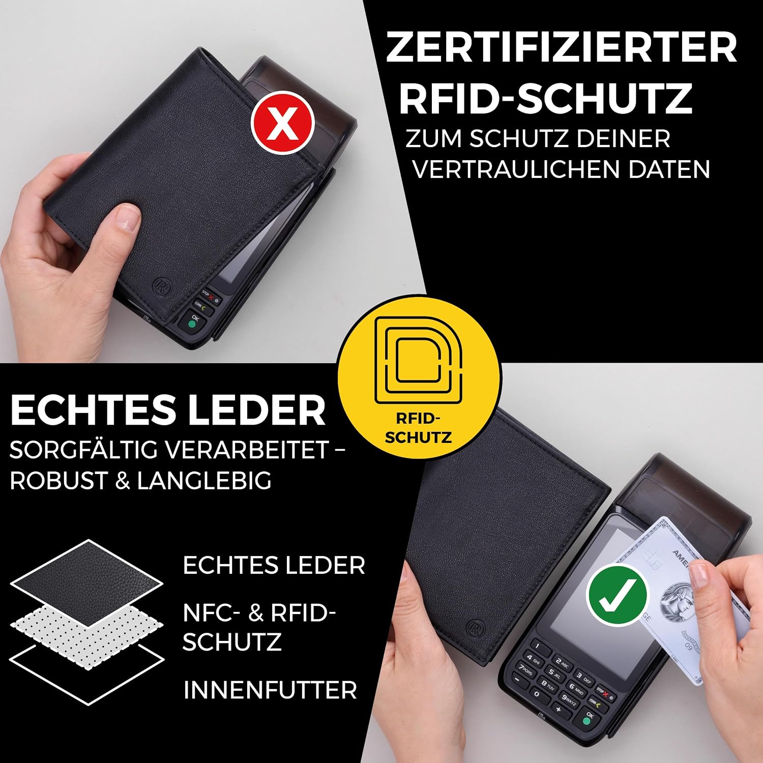 Thumbnail 2 de RUTAKO Herren-Geldbörse aus Leder mit RFID-Schutz und Münzfach
