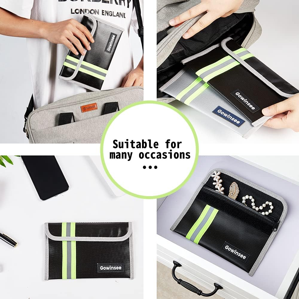 Detalle 2 de Gowinsee 2er-Set feuerfeste Geldtaschen (12,7 x 20,3 cm, bis 6500 °F) – wassergeschützt