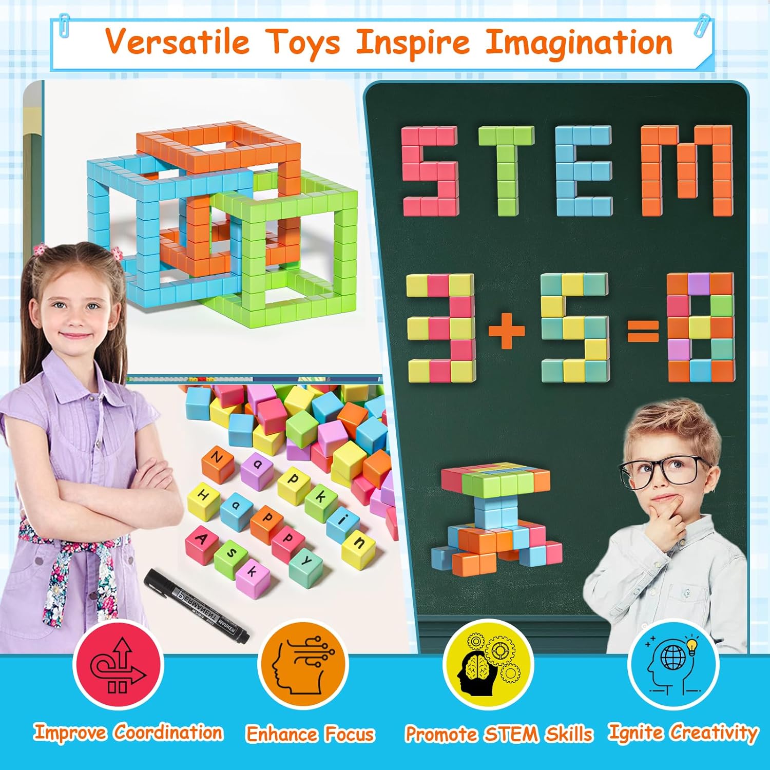 Thumbnail 6 de Apluses Magnetische Bausteine 72-teiliges Lernspielzeug 🧩