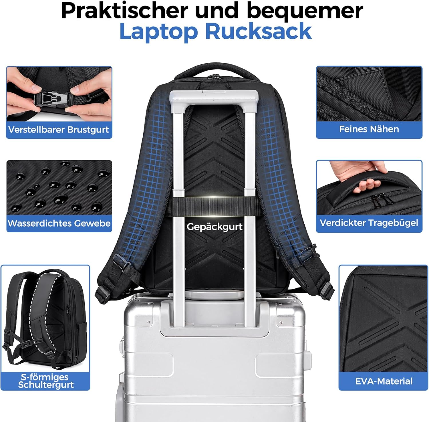 Thumbnail 6 de Fenree.geer Rucksack Herren 17,3 Zoll – erweiterbarer Handgepäck-Laptoprucksack mit USB-Anschluss und Diebstahlschutz