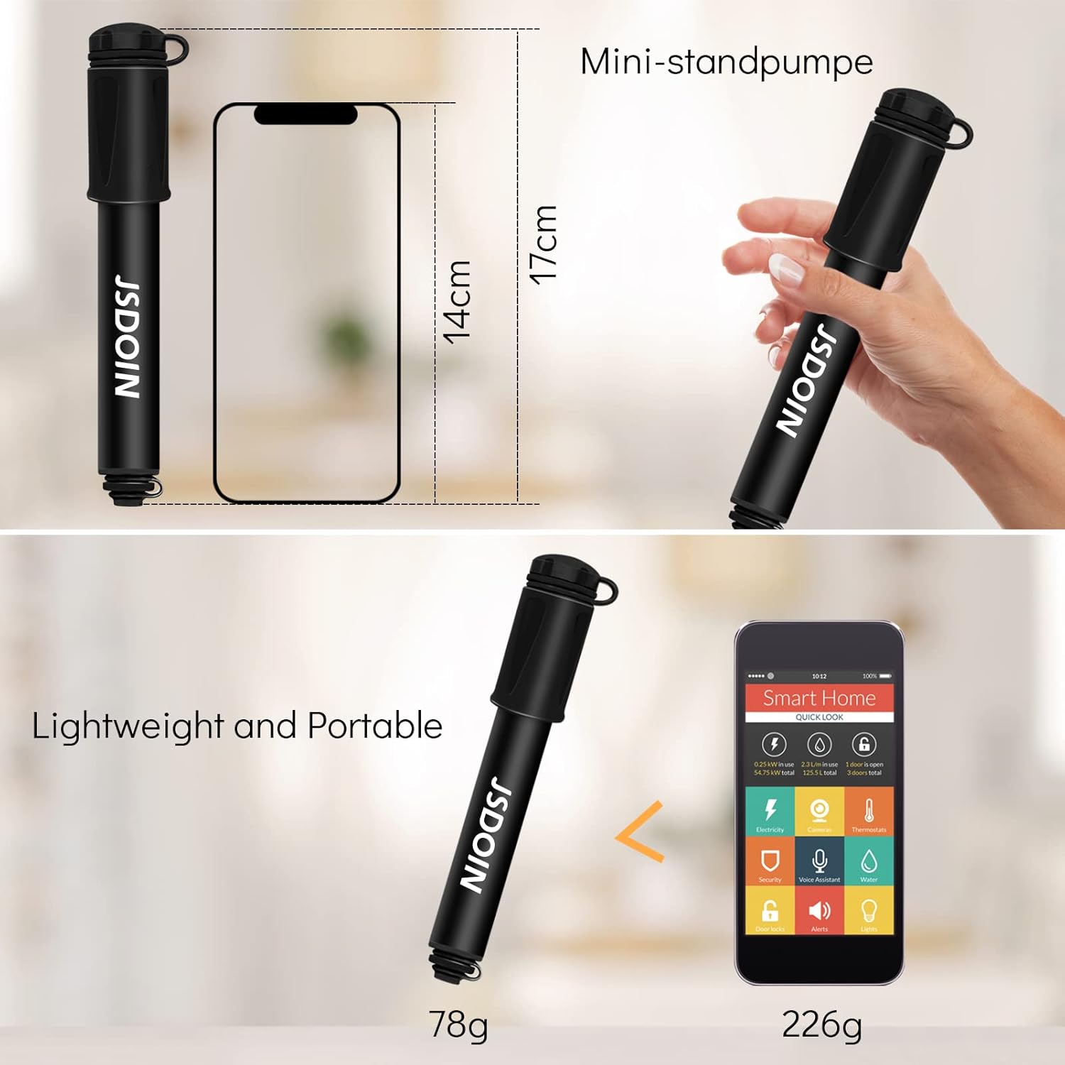 Thumbnail 5 de Jsdoin Portable Mini Bike Pump for Presta & Schrader