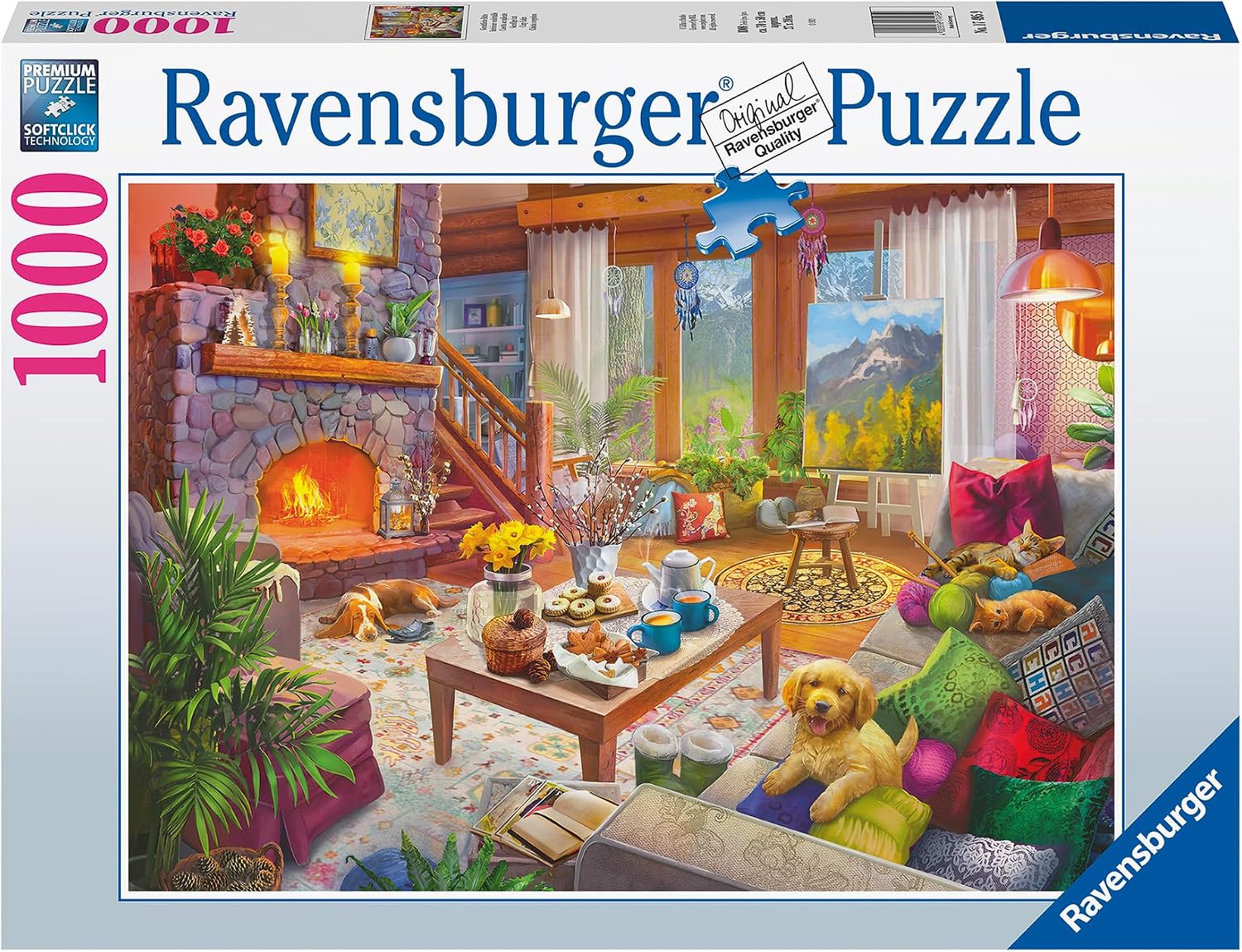 Detalle 2 de Ravensburger Cosy Cabin 1000-Piece Jigsaw Puzzle (Scenic Winter Cabin) for Ages 12+